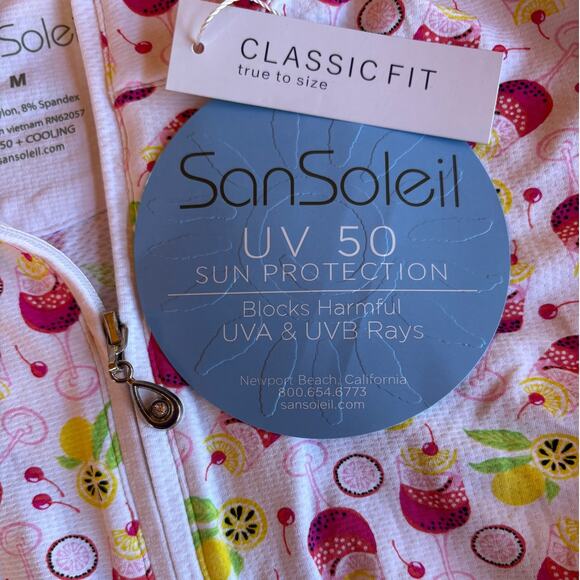 San Soleil NWT UV 50+ Long Sleeve Cooling Quarter Zip Polo Golf Shirt size M - Picture 2 of 11